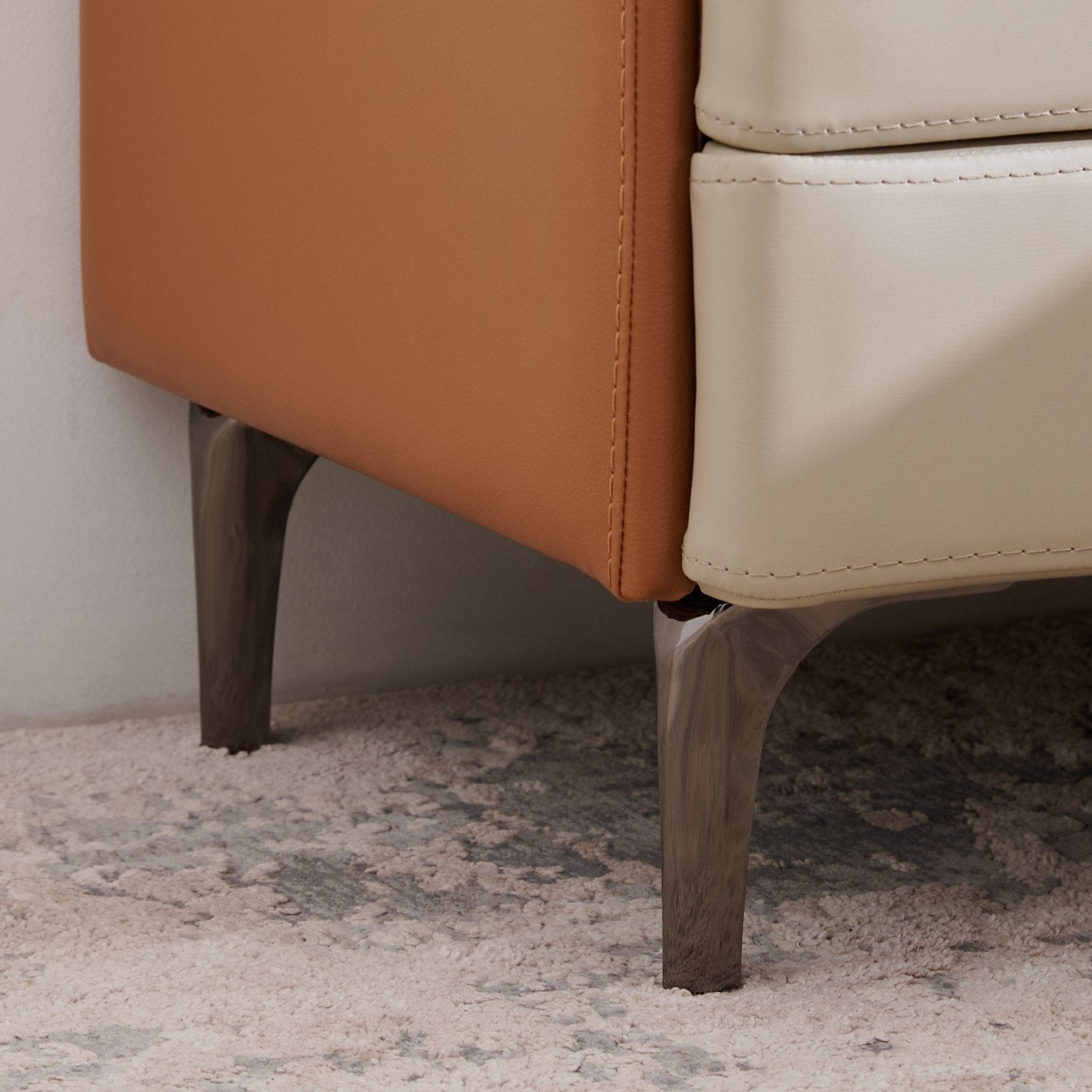 Oslo Beige Leather Bedside Table