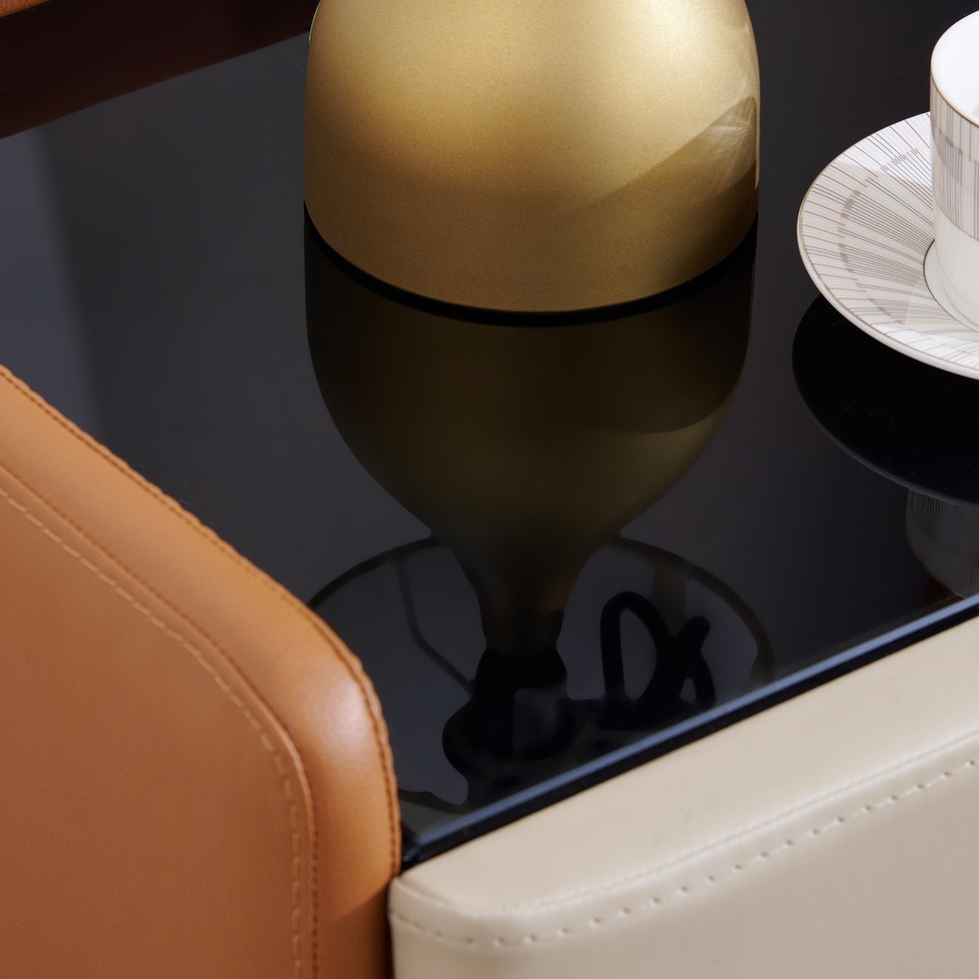 Oslo Beige Leather Bedside Table
