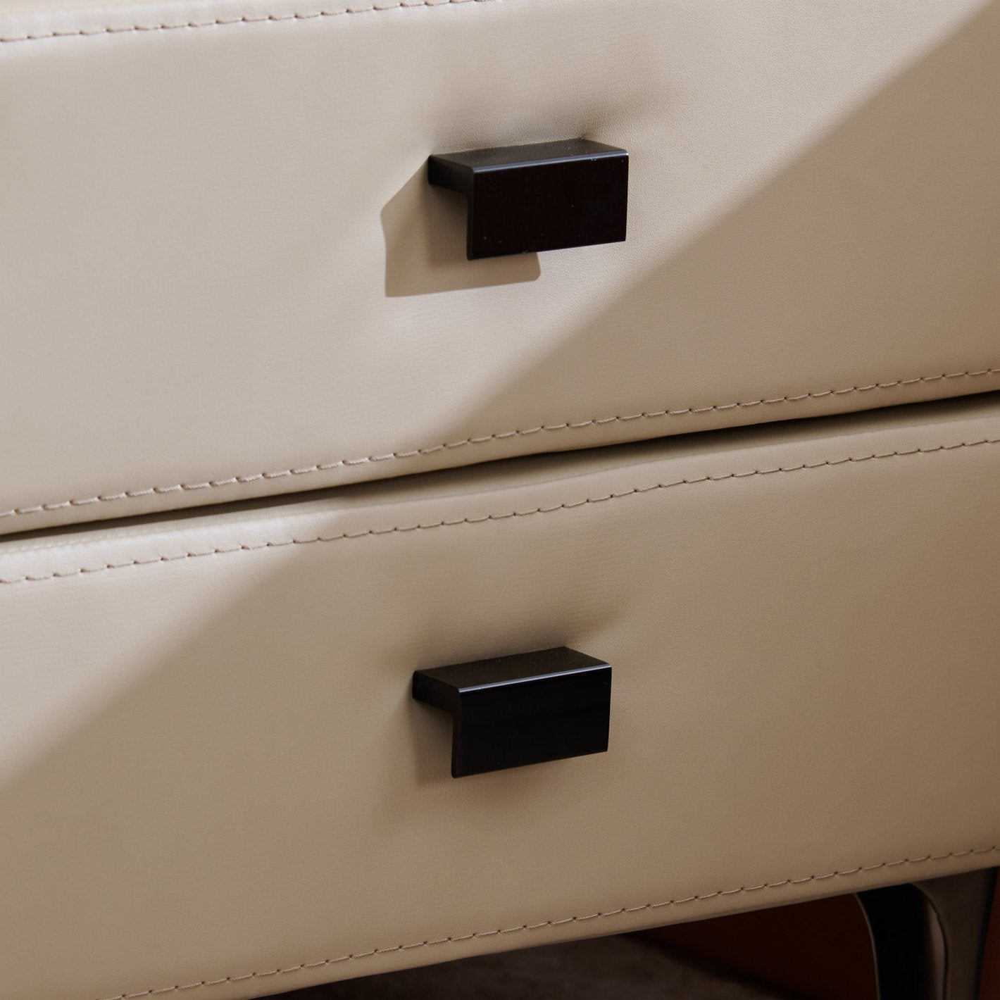 Oslo Beige Leather Bedside Table