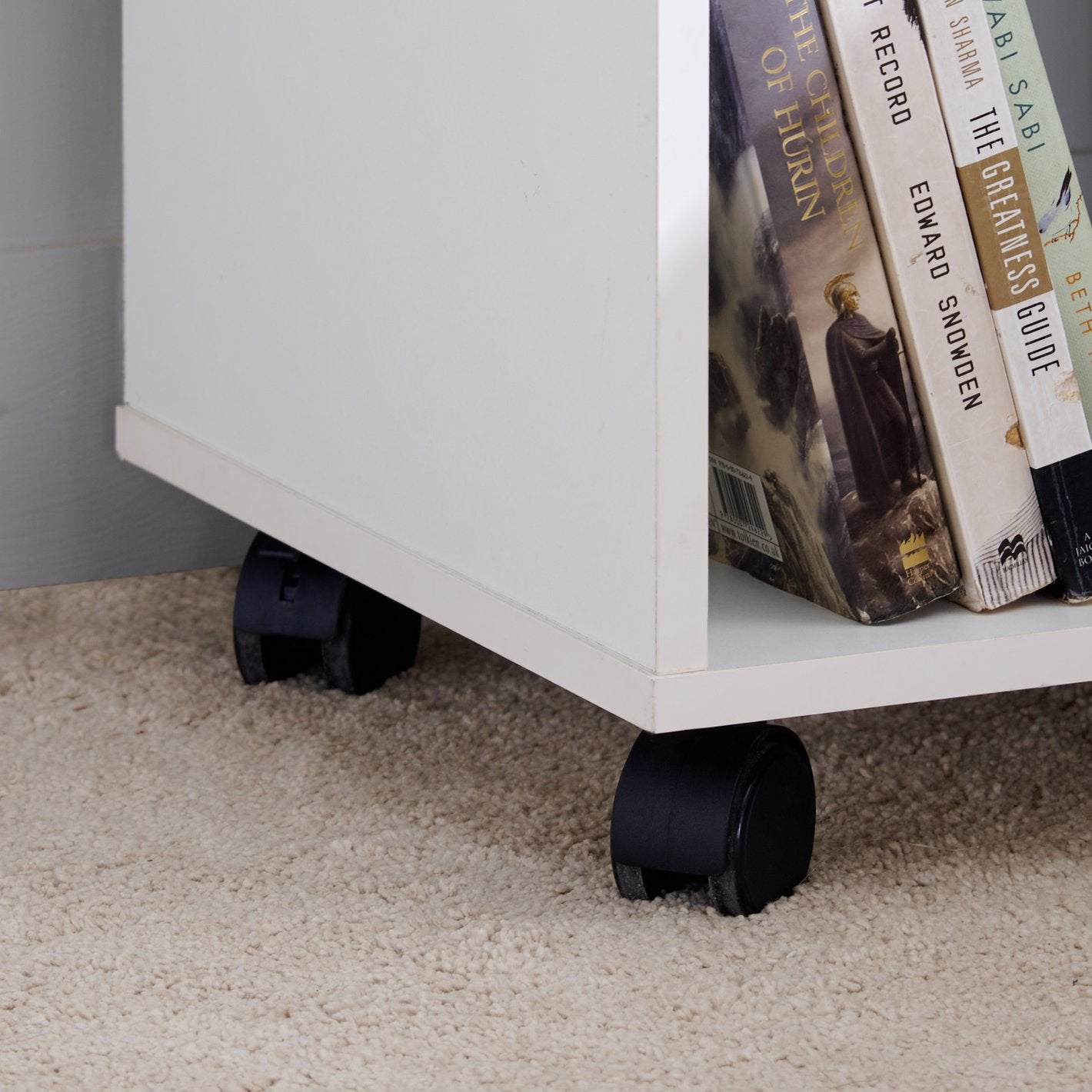Nova White Rolling Bedside Table