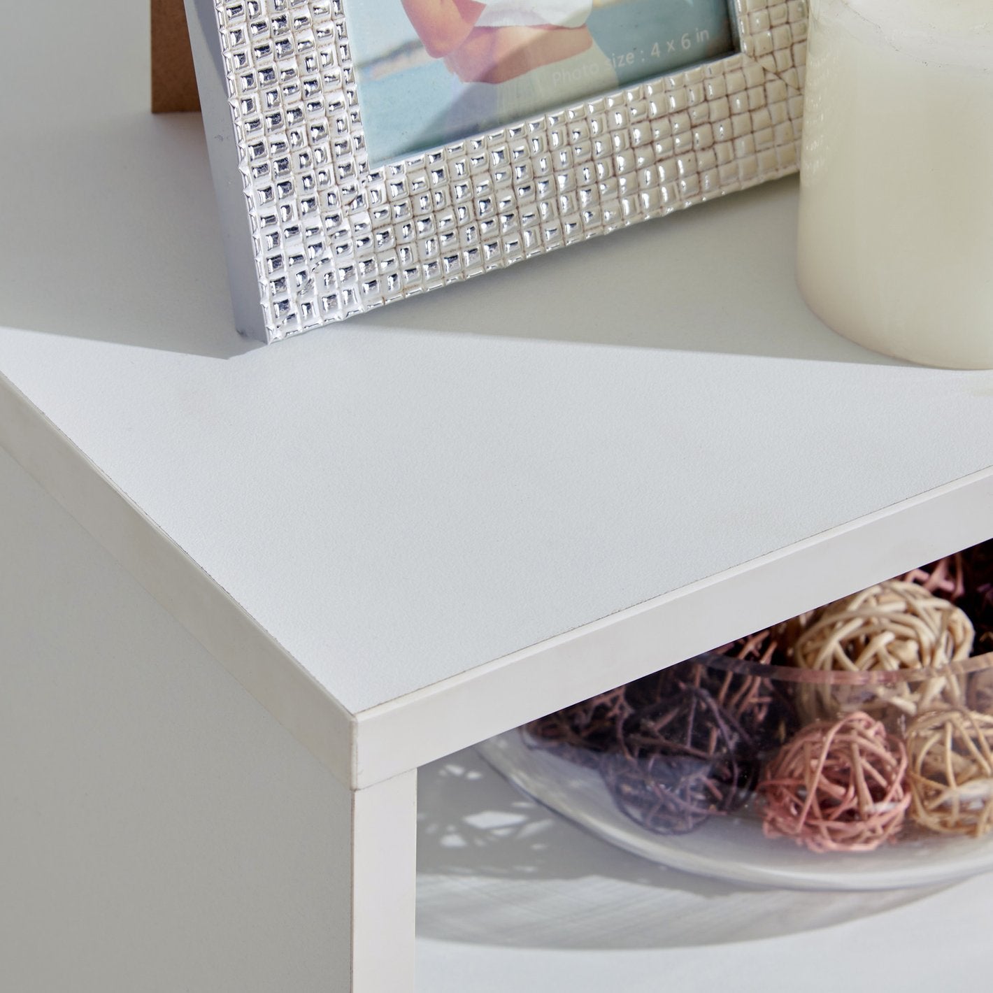 Nova White Rolling Bedside Table