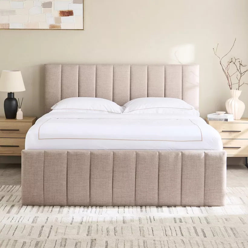 Oslo Beige Upholstered Trundle Bed