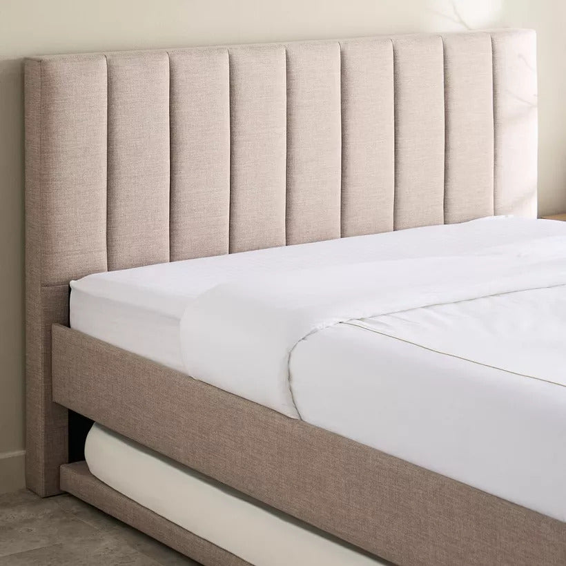 Oslo Beige Upholstered Trundle Bed