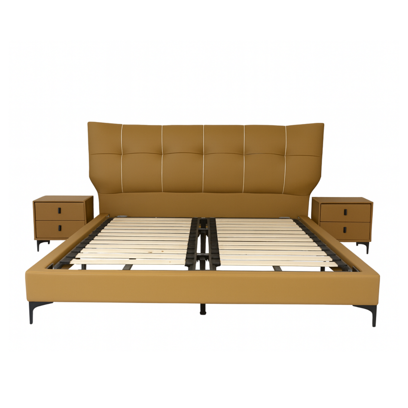 Brown upholstered bed