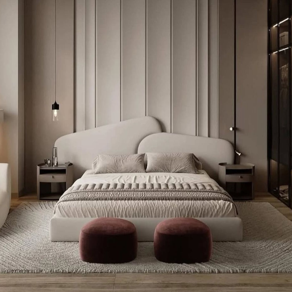 Curve Premium Big Panel Upholstered Bed