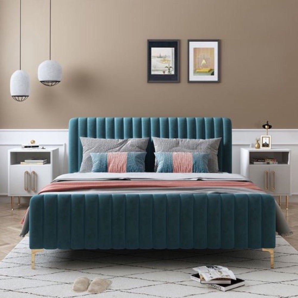 Telo Upholstered Bed Without Storage In Suede