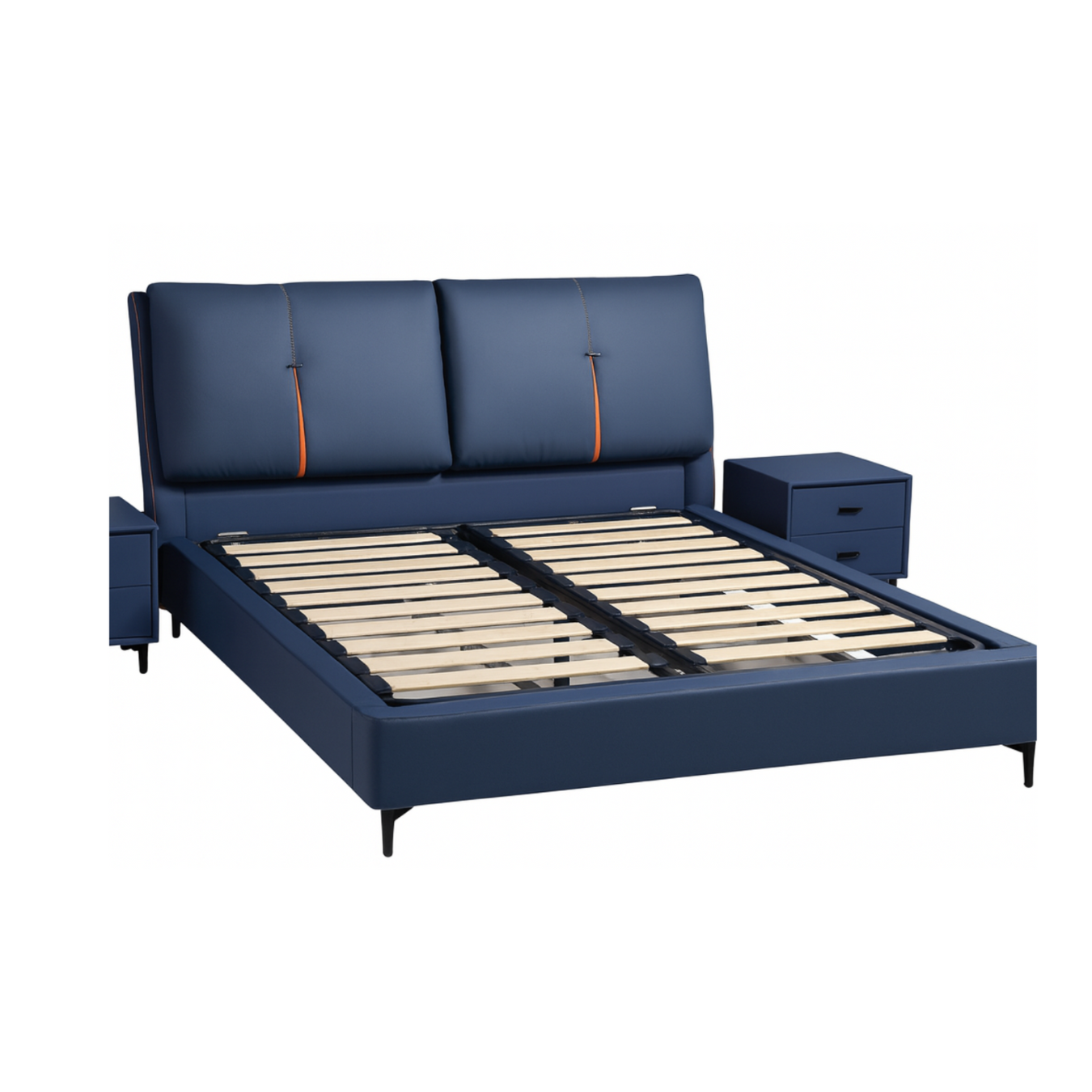 Blue upholstered bed