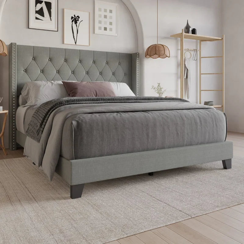 Valmira Diamond Wingback Upholstered Bed