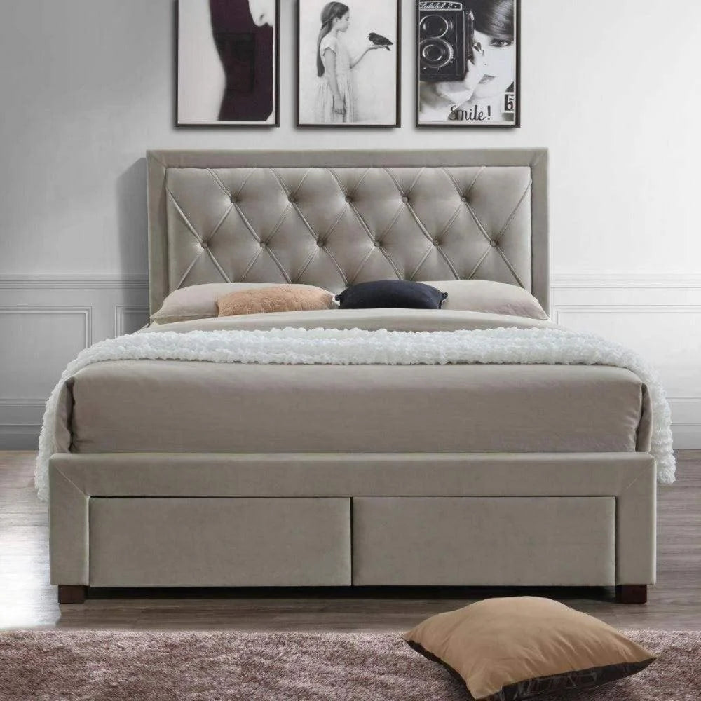 grey color upholstered beds