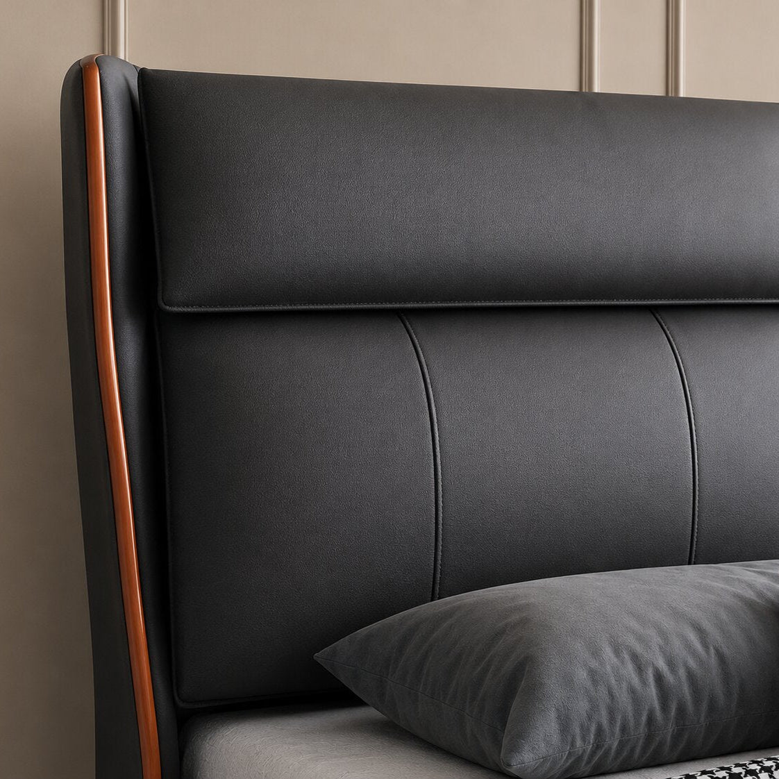 Armani Grey Upholstered Bed In Leatherette