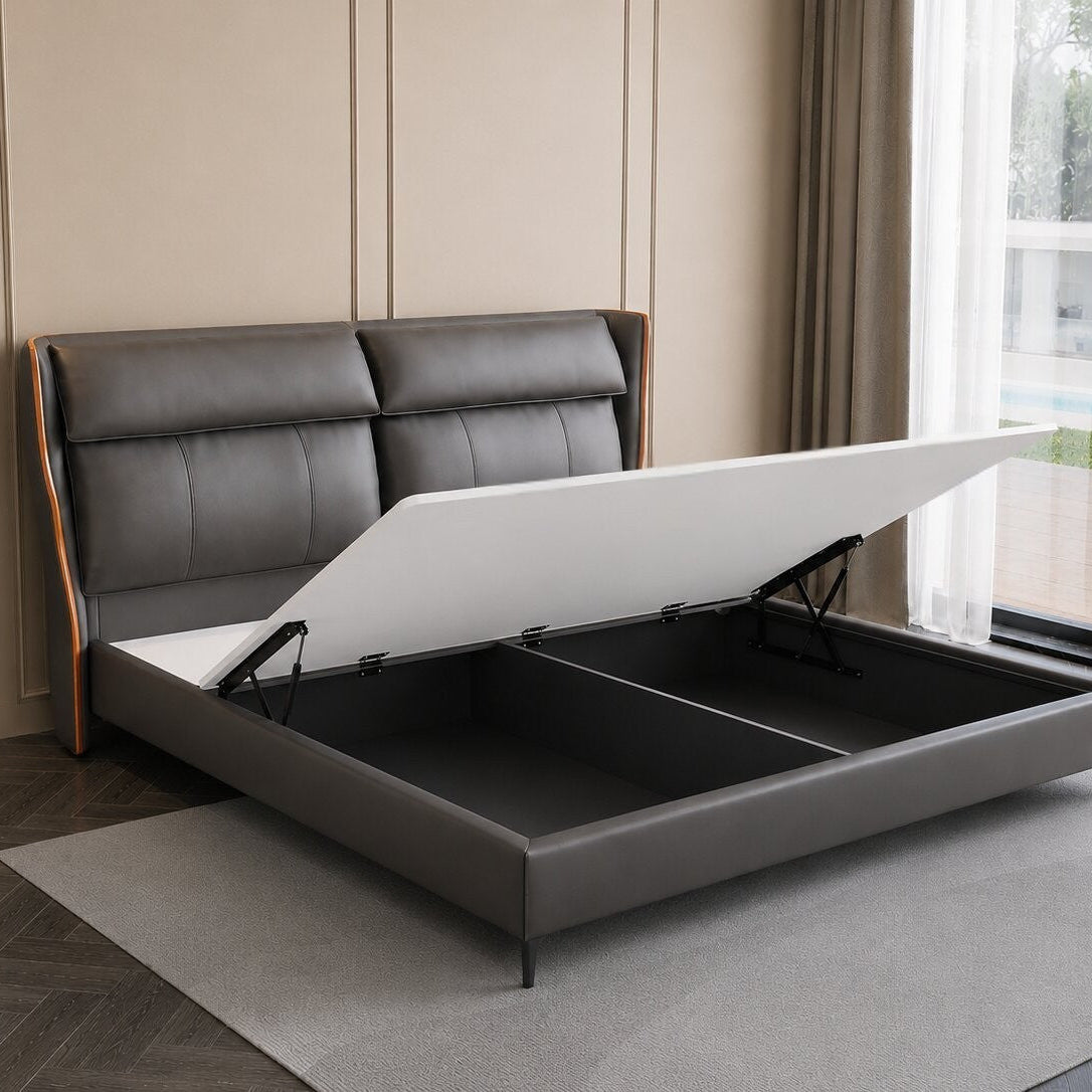 Armani Grey Upholstered Bed In Leatherette