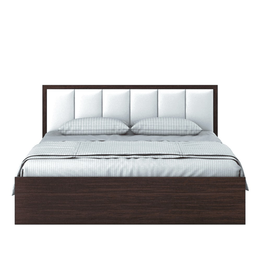 Line Living Upholstered Bed With Storage In Brown Finish