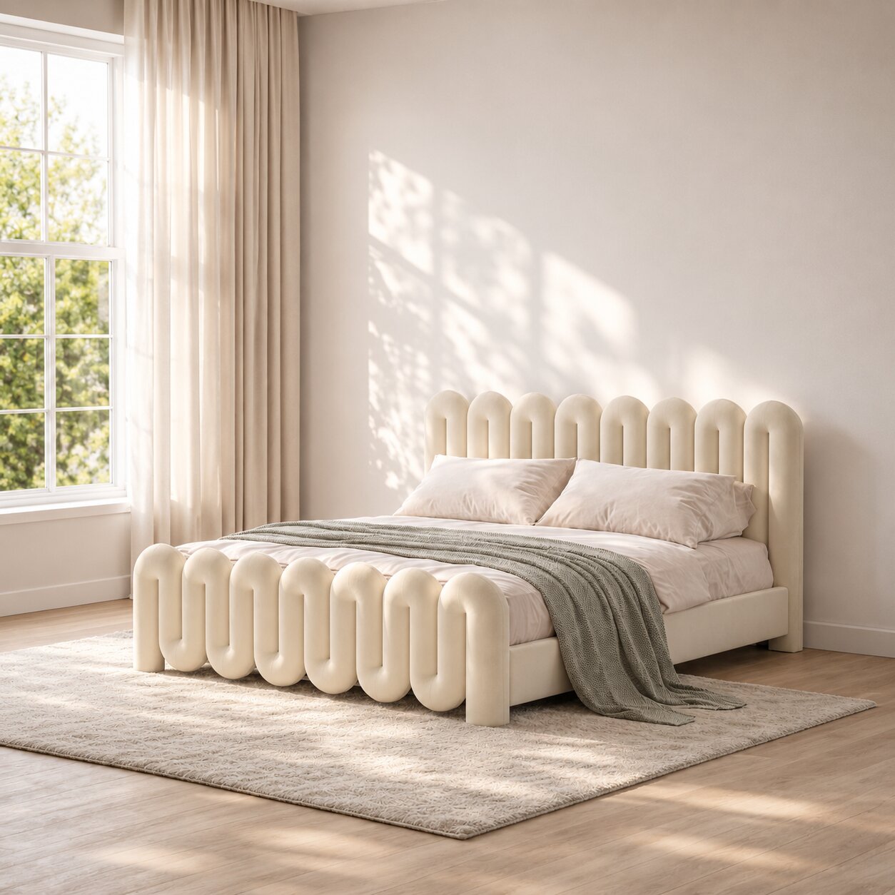 Aston Loop Upholstered Bed In Boucle