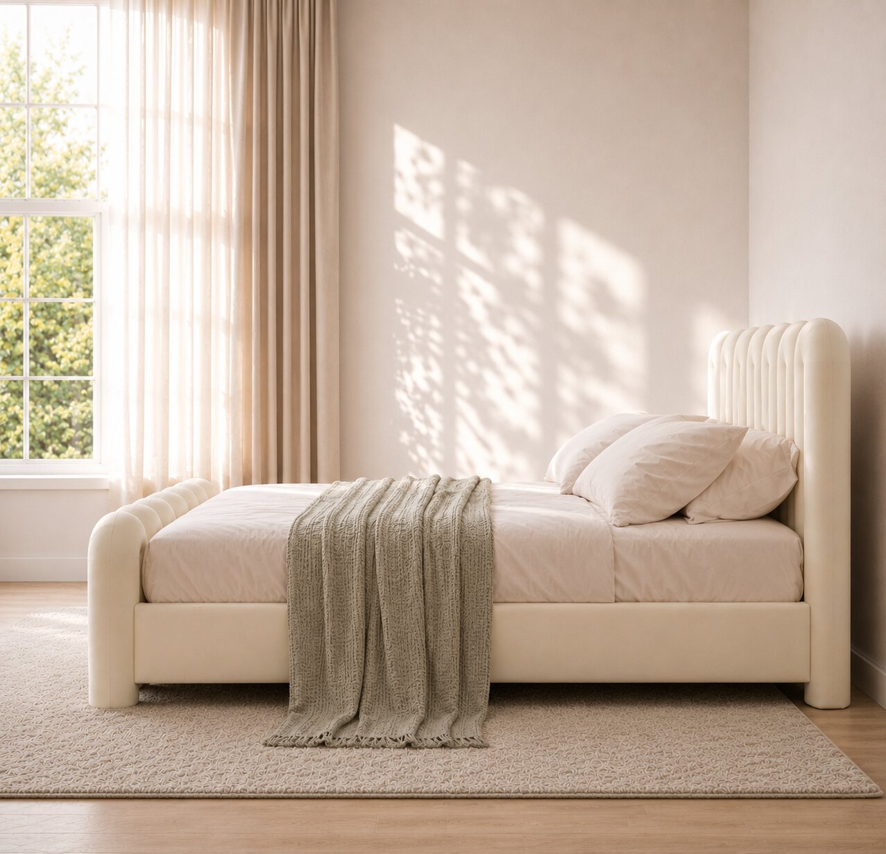 Aston Loop Upholstered Bed In Boucle