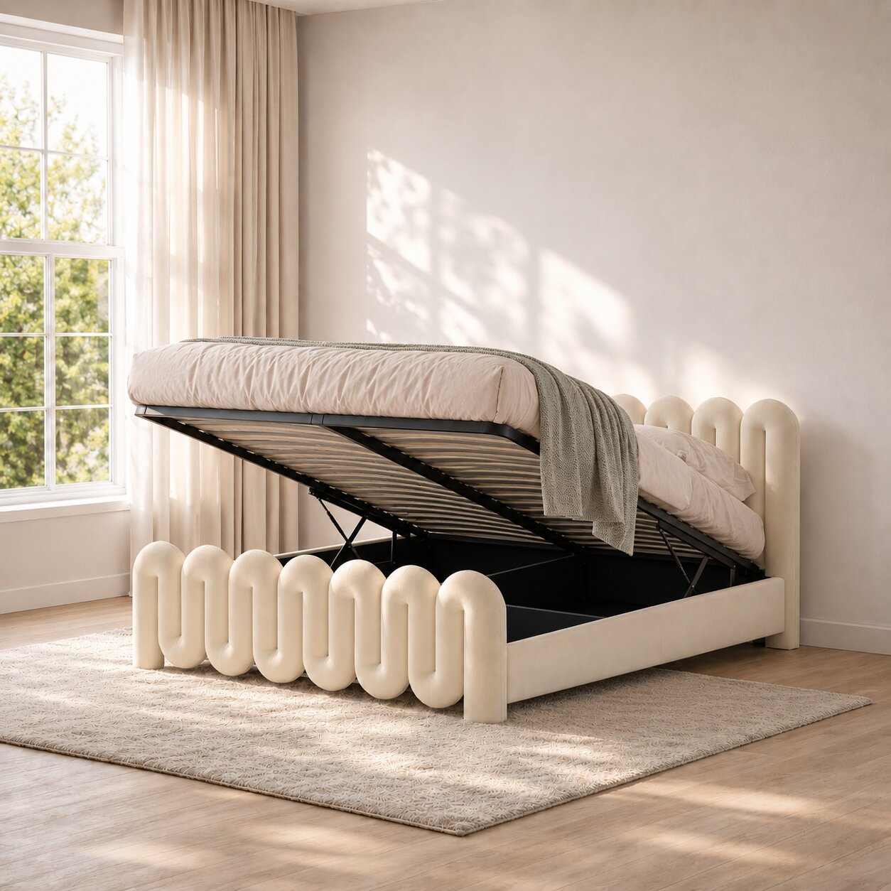 Aston Loop Upholstered Bed In Boucle