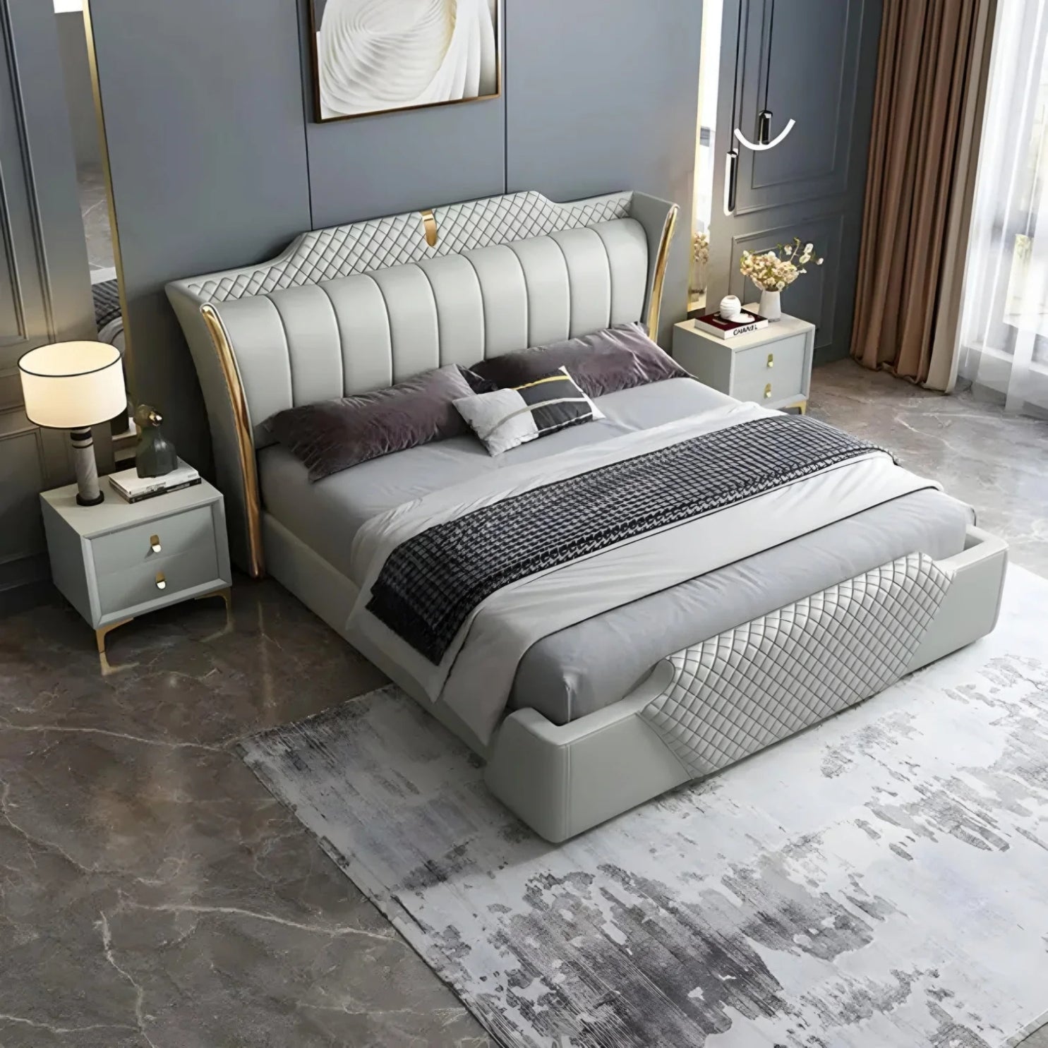 Aurelio Diamond Line Premium Upholstered Bed