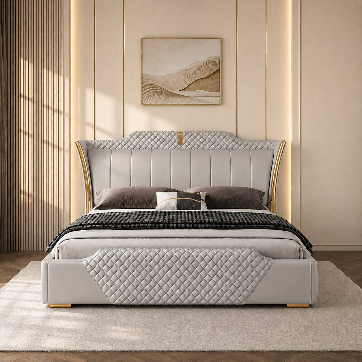 Aurelio Diamond Line Premium Upholstered Bed In Leatherette