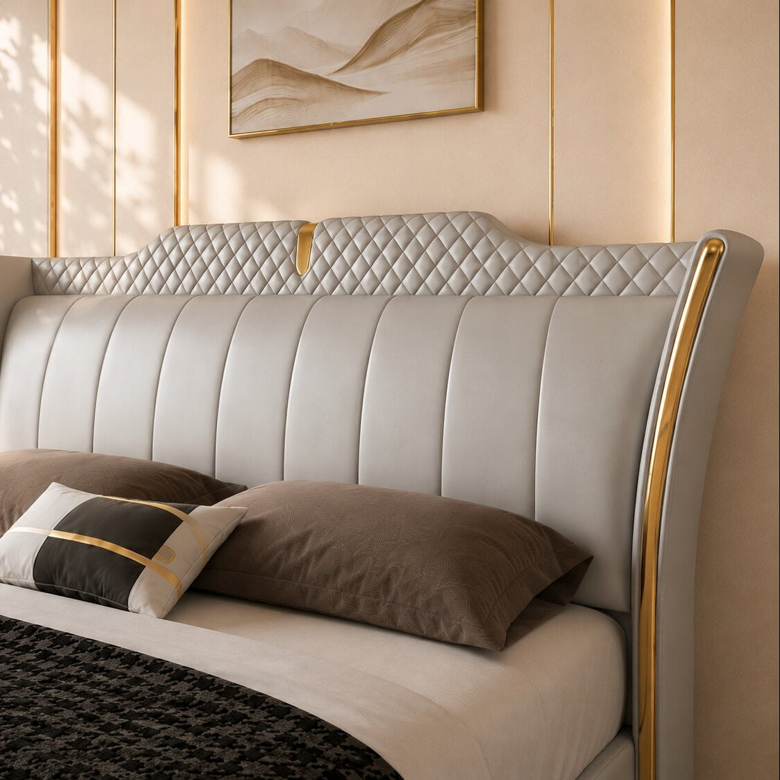 Aurelio Diamond Line Premium Upholstered Bed In Leatherette