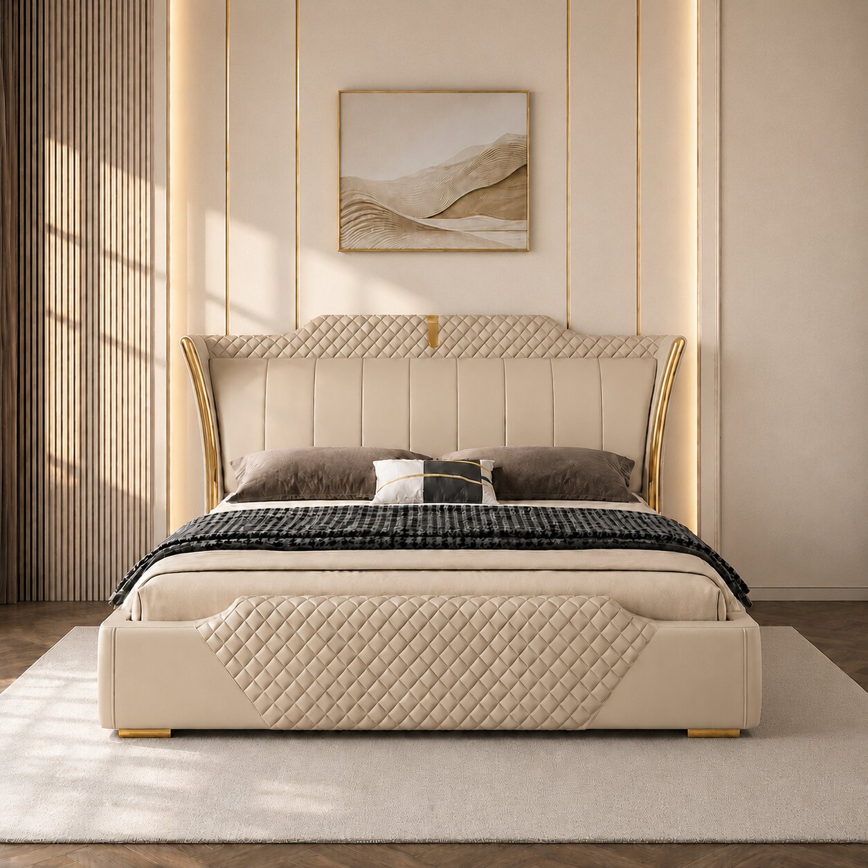 Aurelio Diamond Line Premium Upholstered Bed In Leatherette