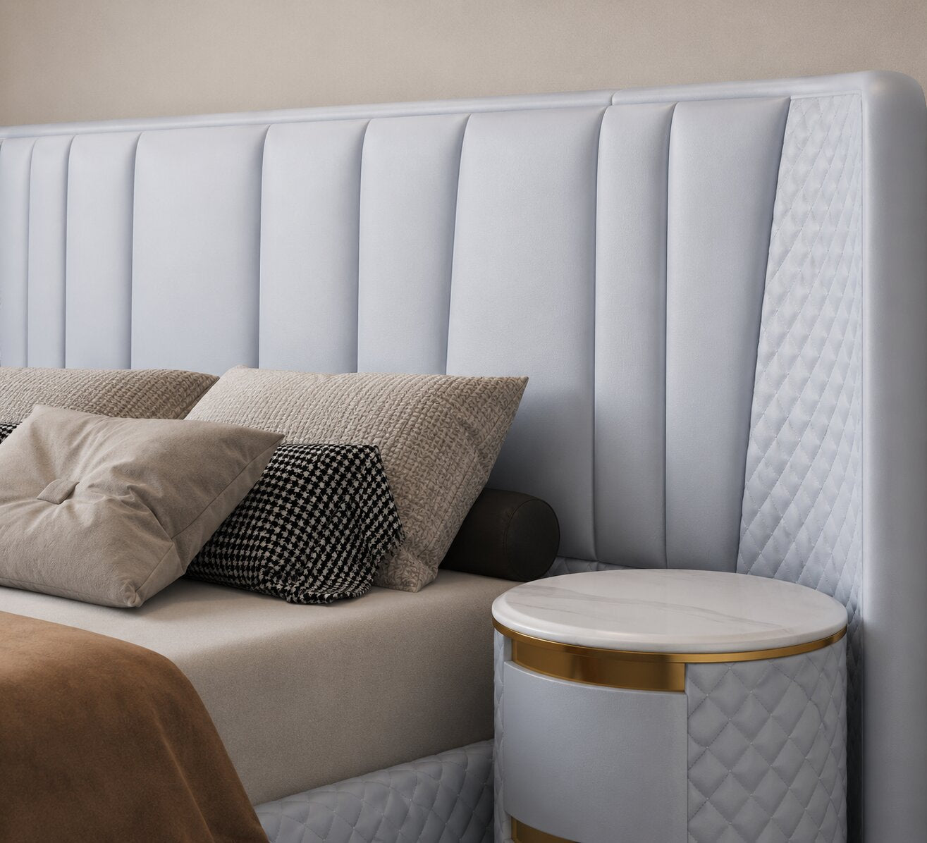 Aurora Royale Grand Diamond Upholstered Panel Bed