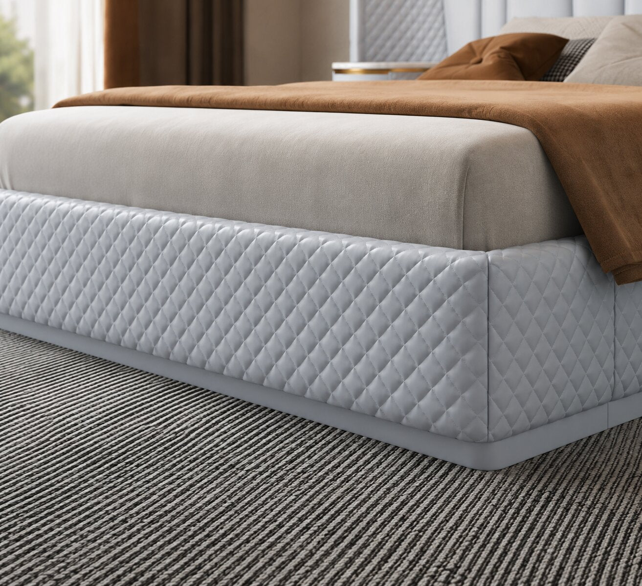 Aurora Royale Grand Diamond Upholstered Panel Bed
