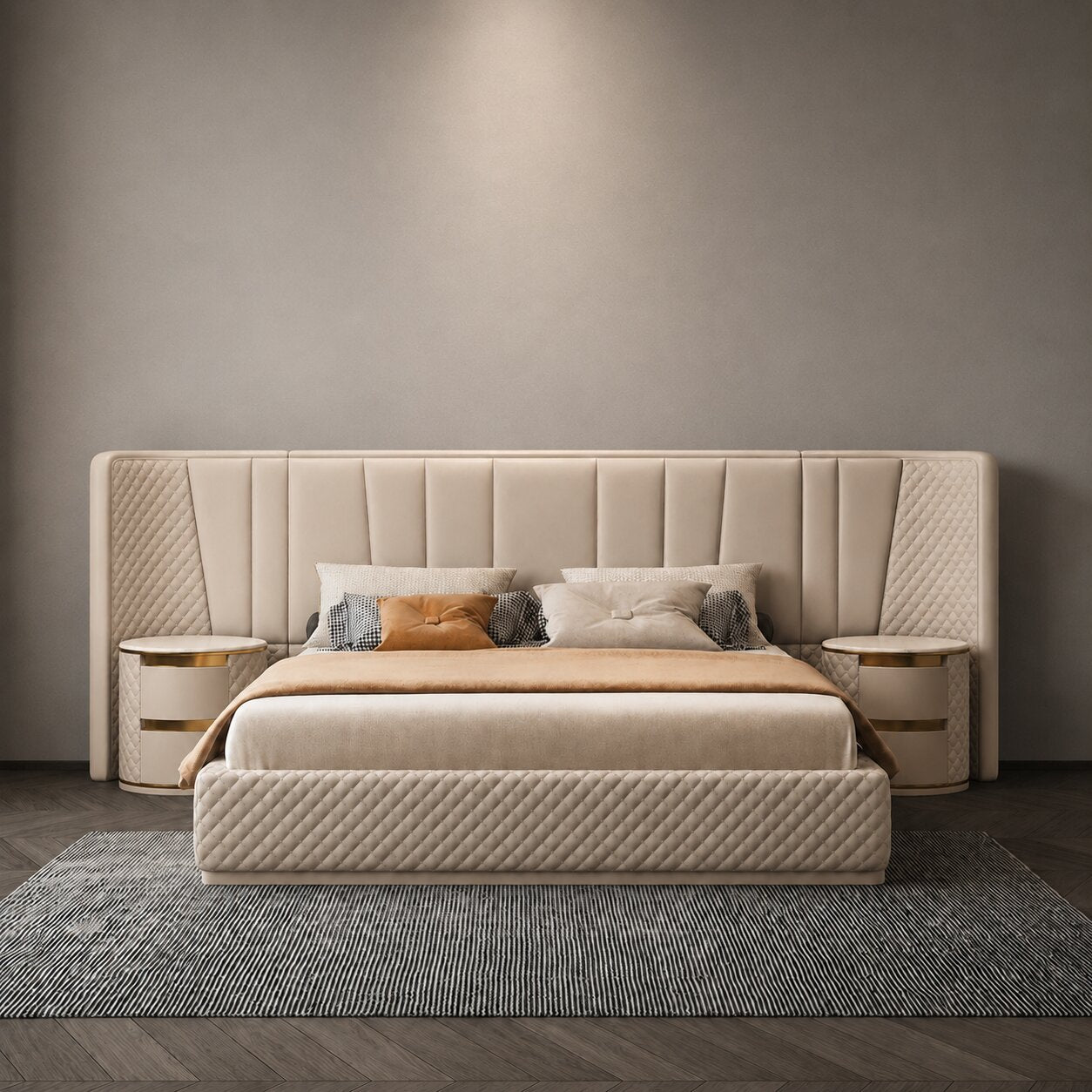 Aurora Royale Grand Diamond Upholstered Panel Bed