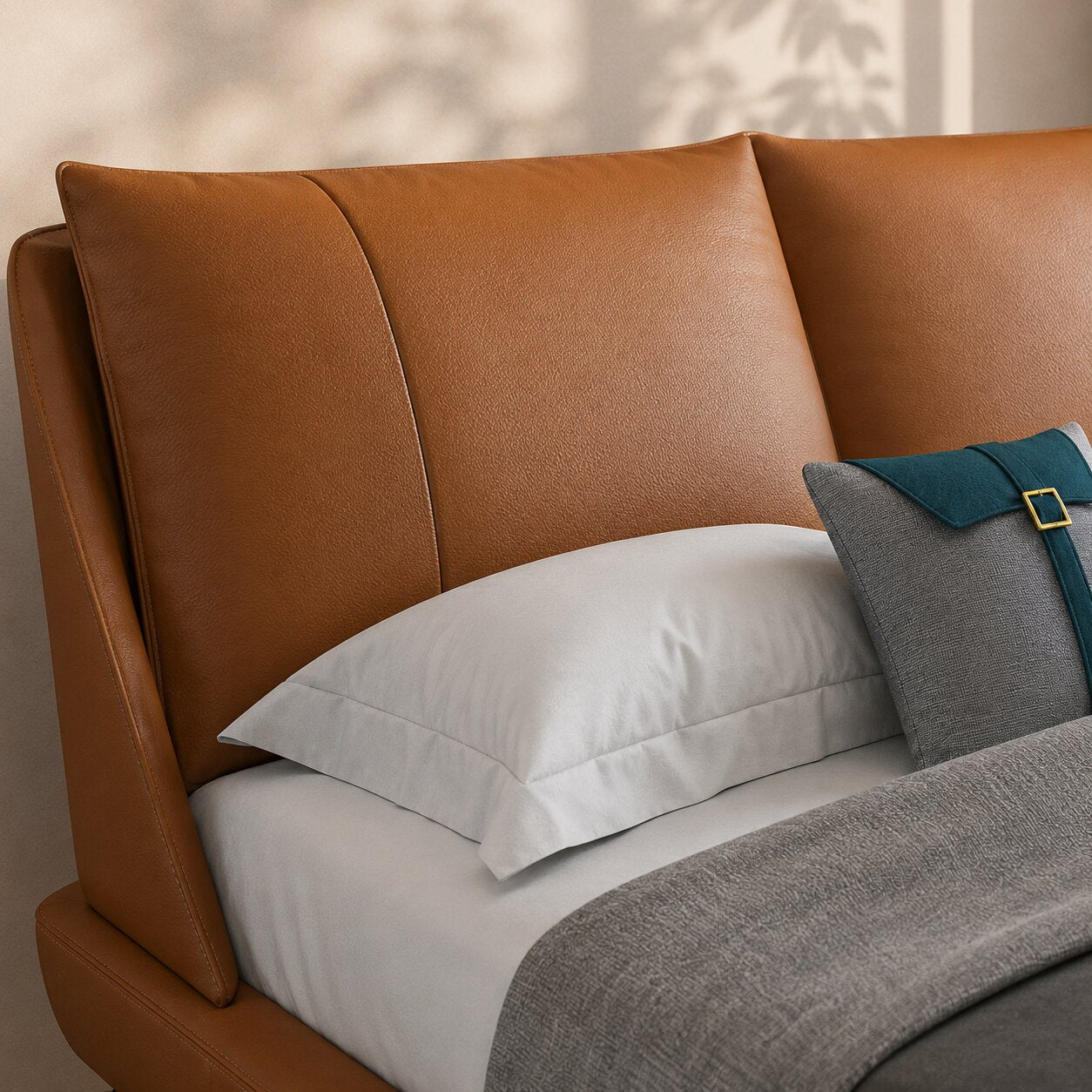 Aurum Luxe Italian Leather Upholstered Bed