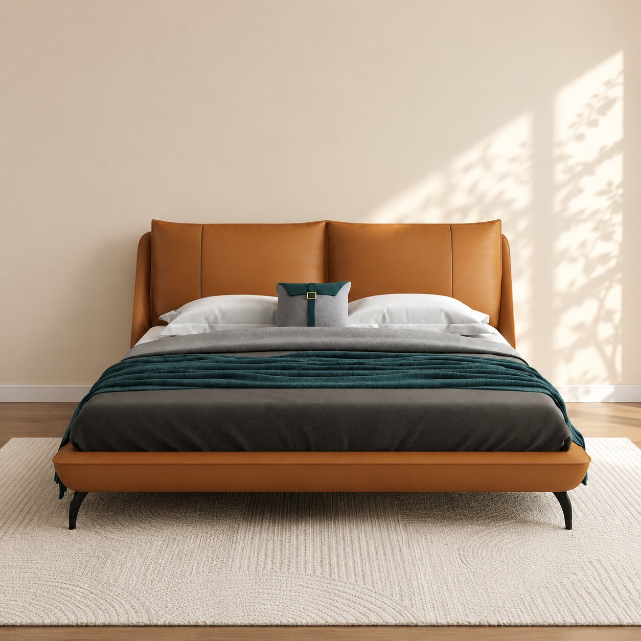 Aurum Luxe Italian Leather Upholstered Bed