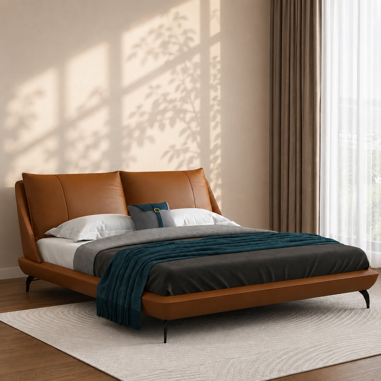 Aurum Luxe Italian Leather Upholstered Bed