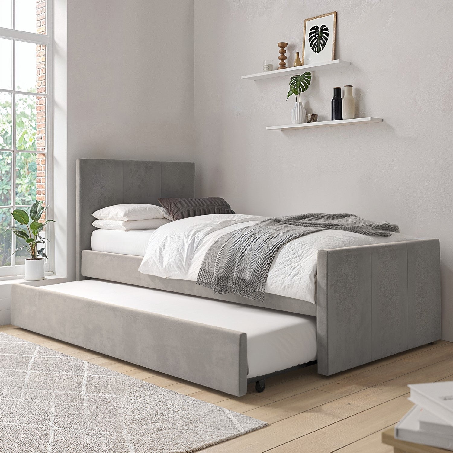 Slate Fold Trundle Upholstered Bed