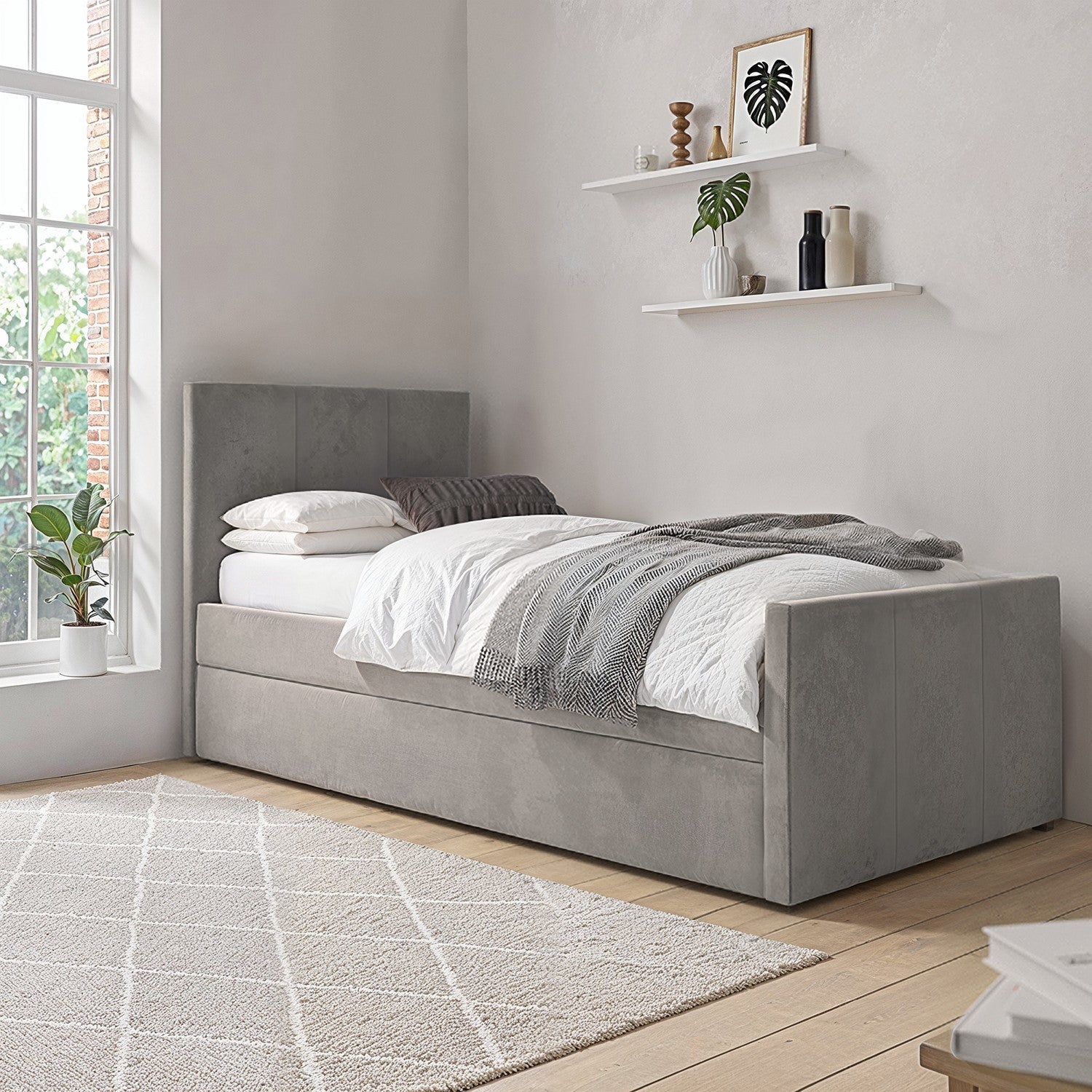 Slate Fold Trundle Upholstered Bed