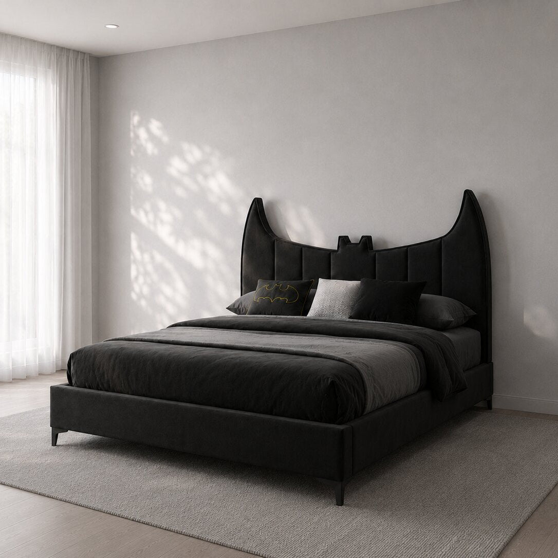 Batman Edition Luxury Sleek Upholstered Bed With No Storage