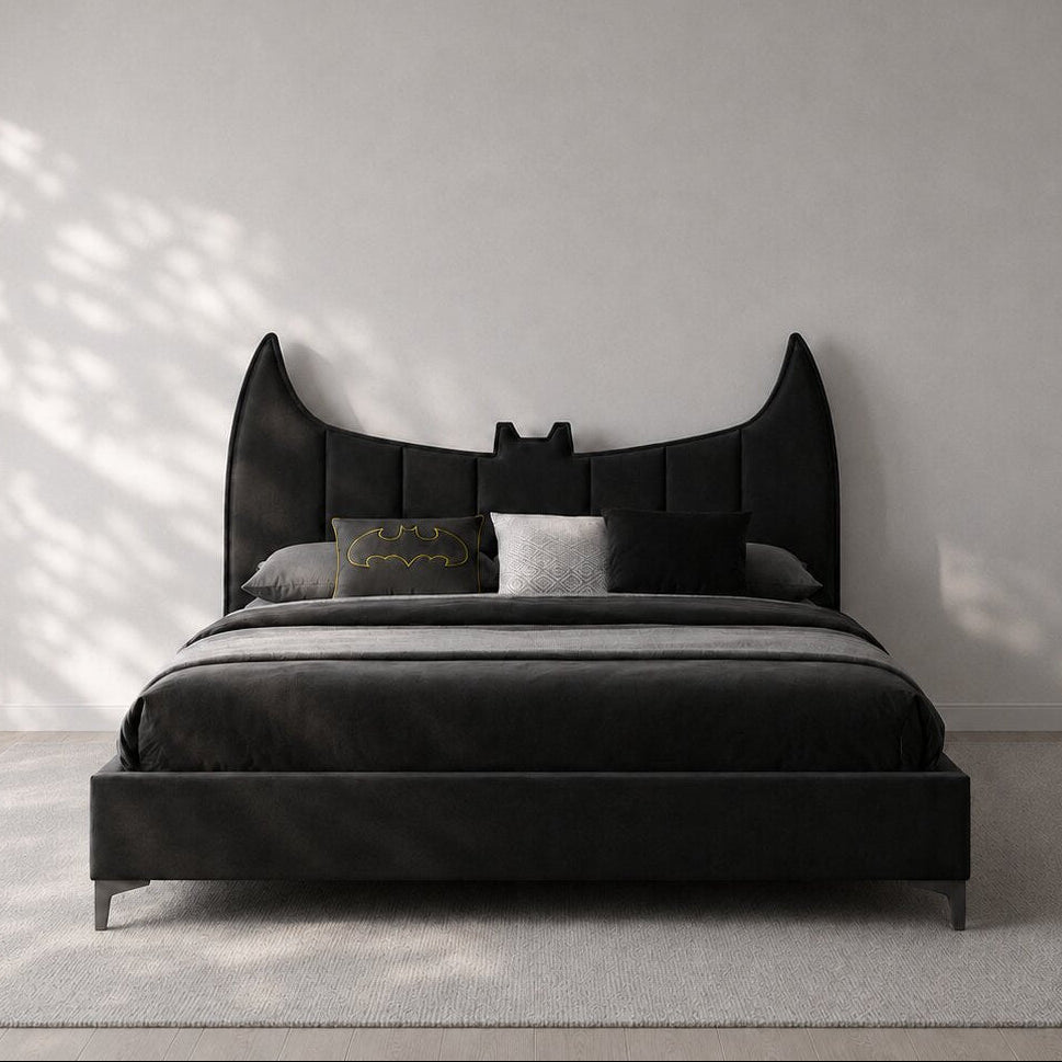 Batman Edition Luxury Sleek Upholstered Bed With No Storage