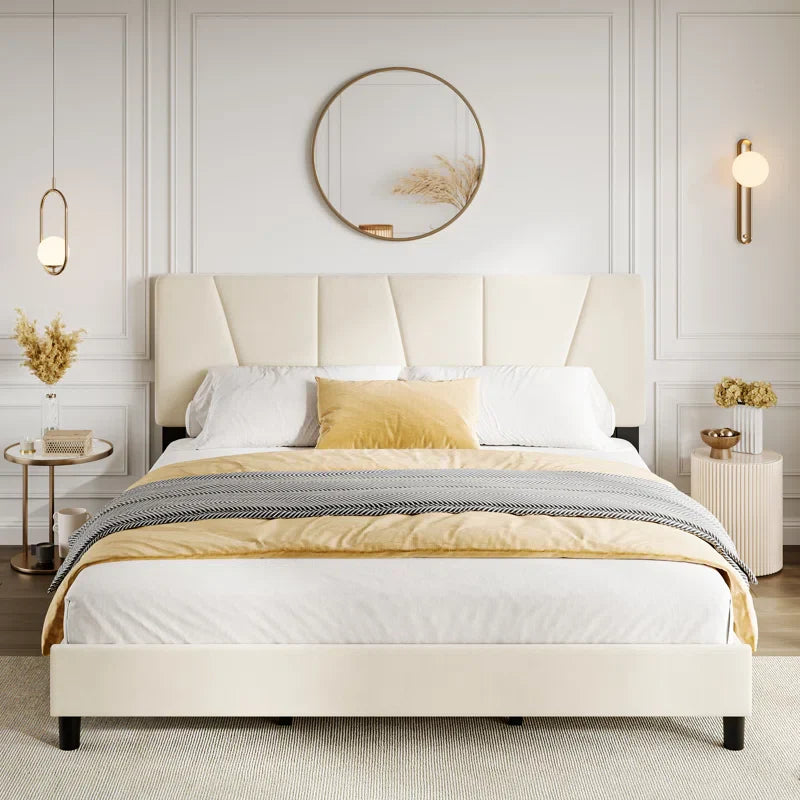 Solara Crest Upholstered Headboard Bed