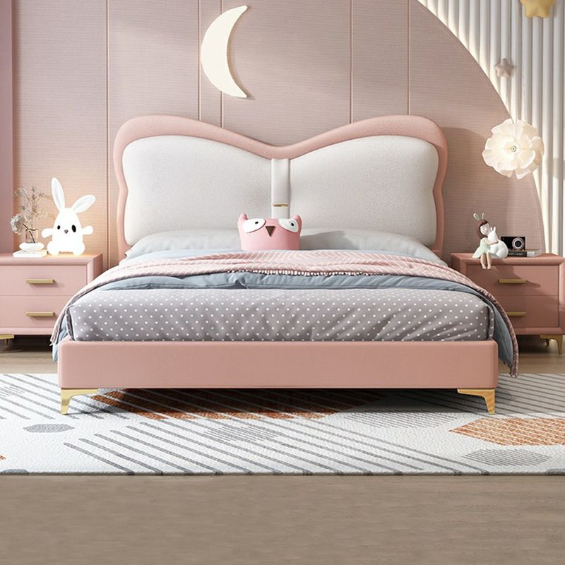 Blush Pink Kids Upholstered Bed In Leatherette
