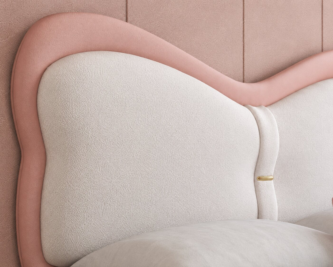 Blush Pink Kids Upholstered Bed In Leatherette