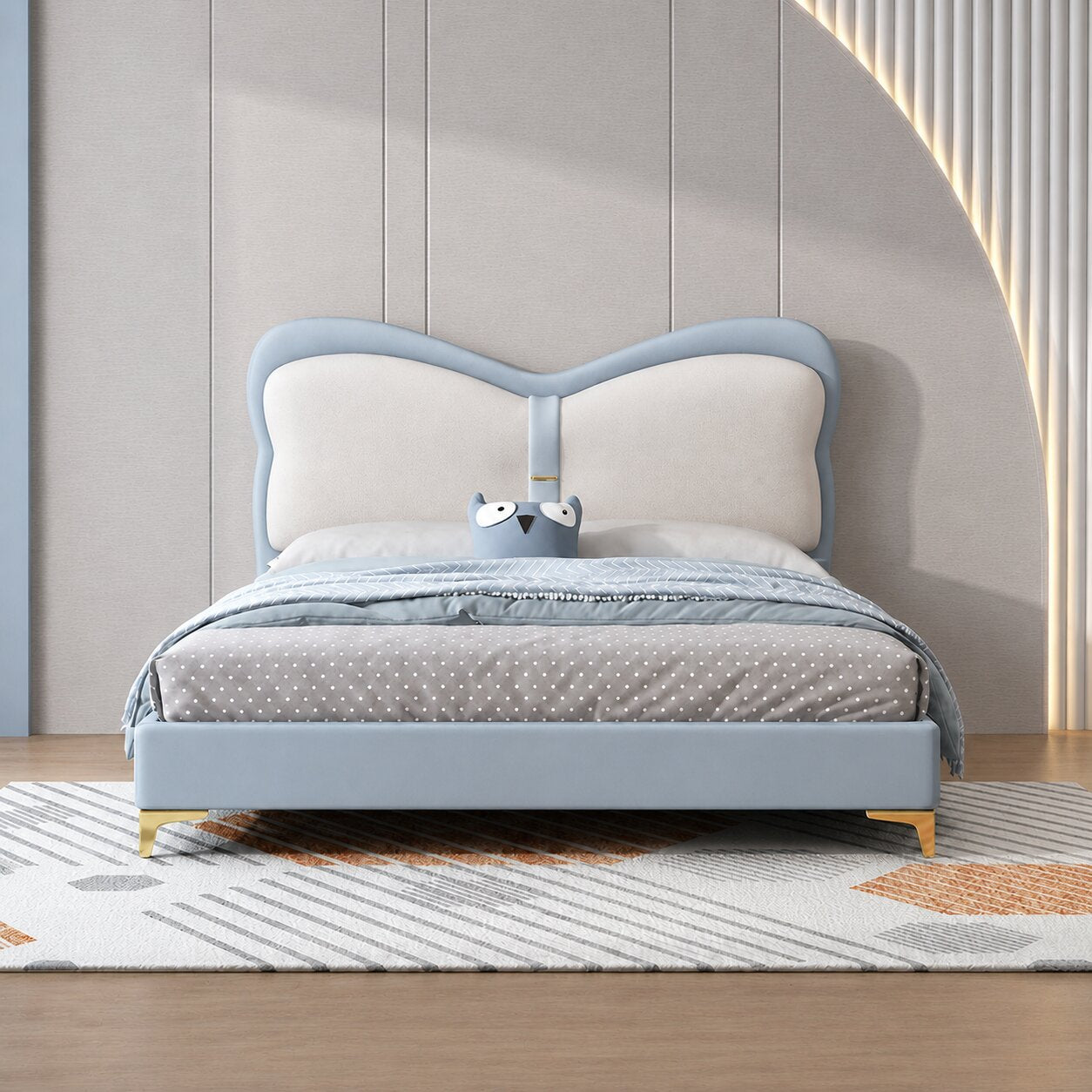 Blush Pink Kids Upholstered Bed In Leatherette