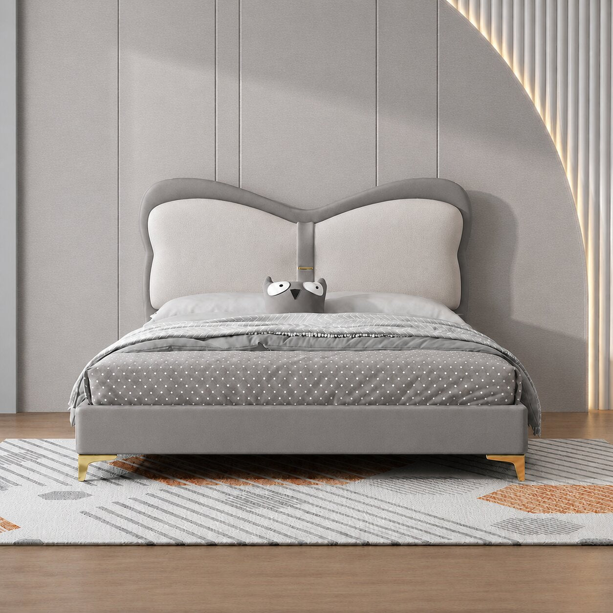 Blush Pink Kids Upholstered Bed In Leatherette