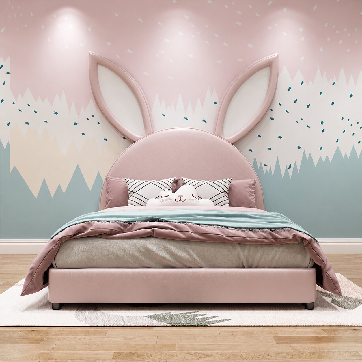 Bugs Bunny Upholstered Luxury Bed In Leatherette With Hydraulic Storage