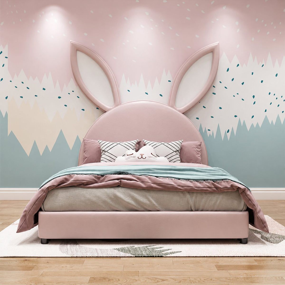 Bugs Bunny Upholstered Luxury Bed In Leatherette With Hydraulic Storage