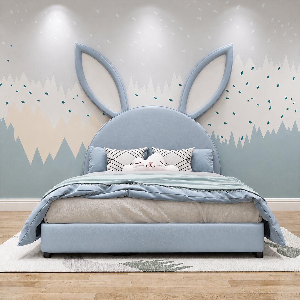 Bugs Bunny Upholstered Luxury Bed In Leatherette With Hydraulic Storage