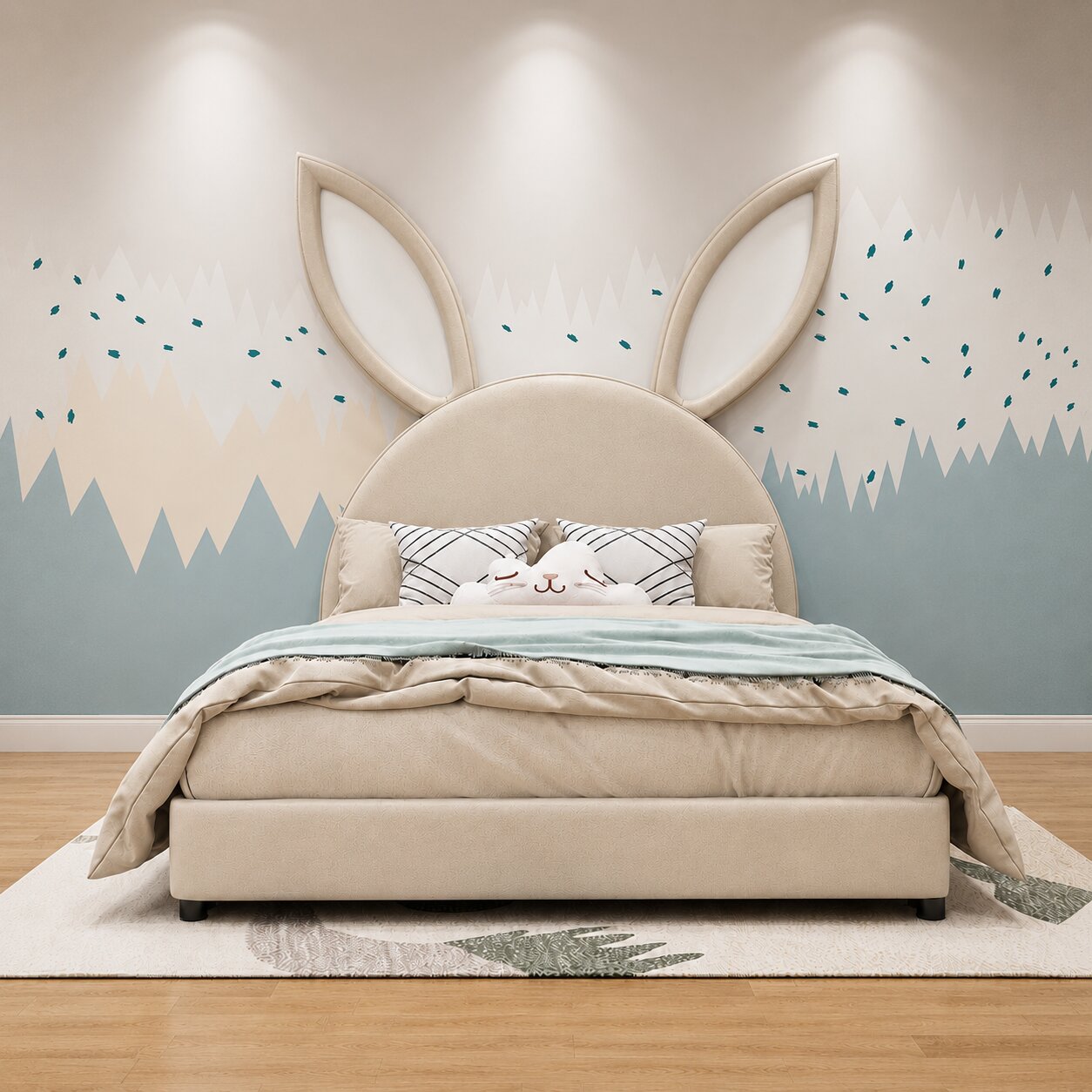 Bugs Bunny Upholstered Luxury Bed In Leatherette With Hydraulic Storage