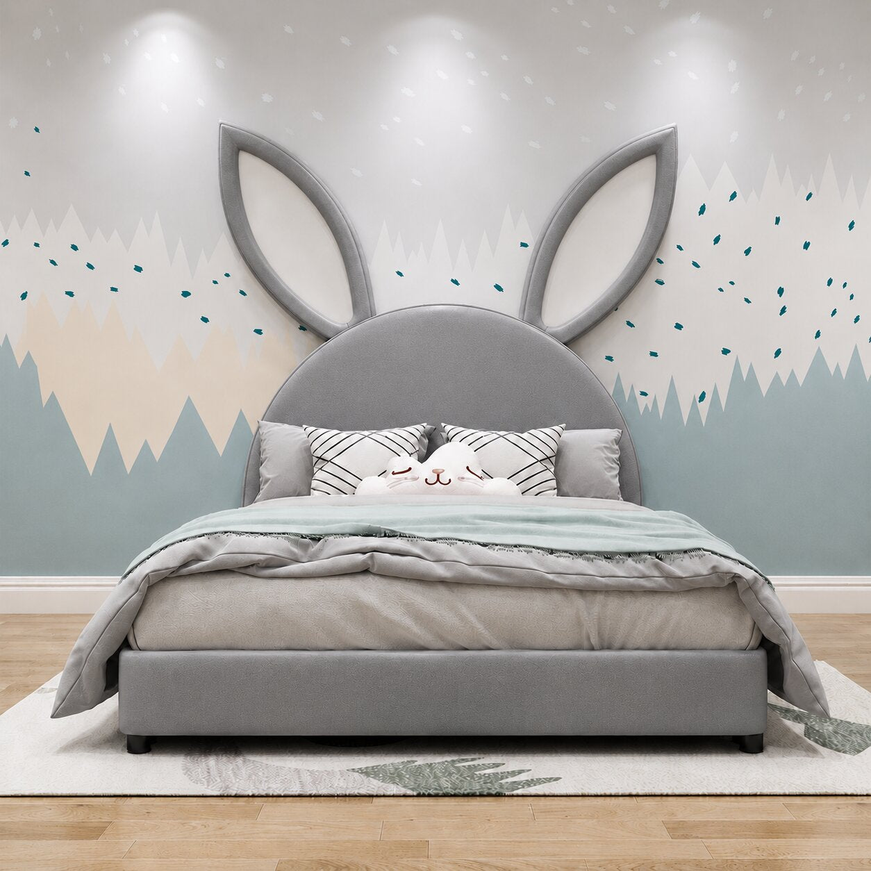 Bugs Bunny Upholstered Luxury Bed In Leatherette With Hydraulic Storage