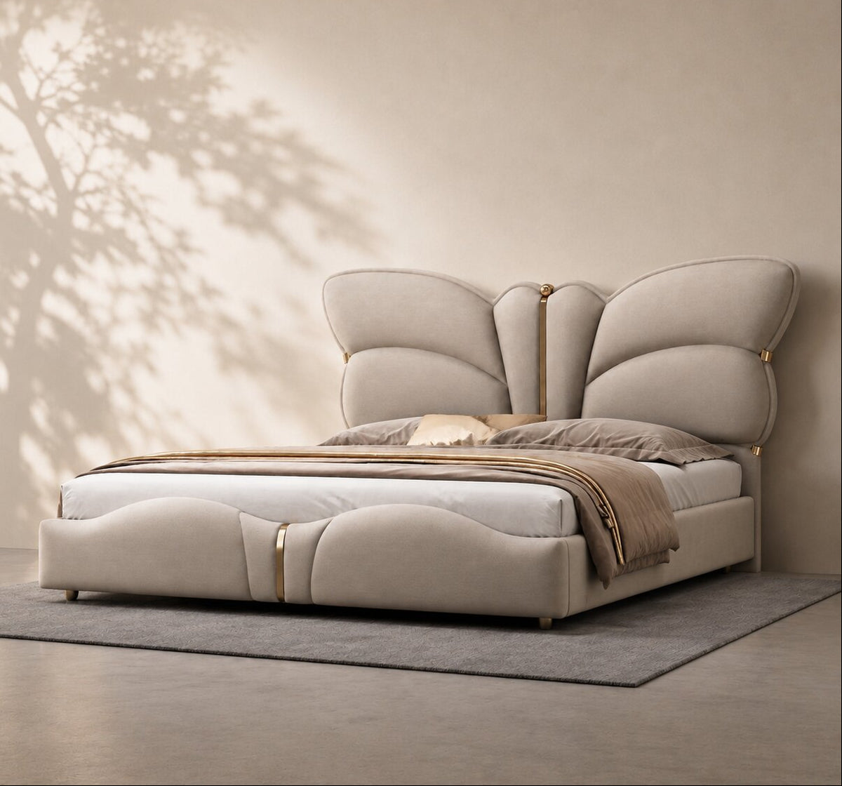 Butterfly Premium Upholstered Bed In Leatherette