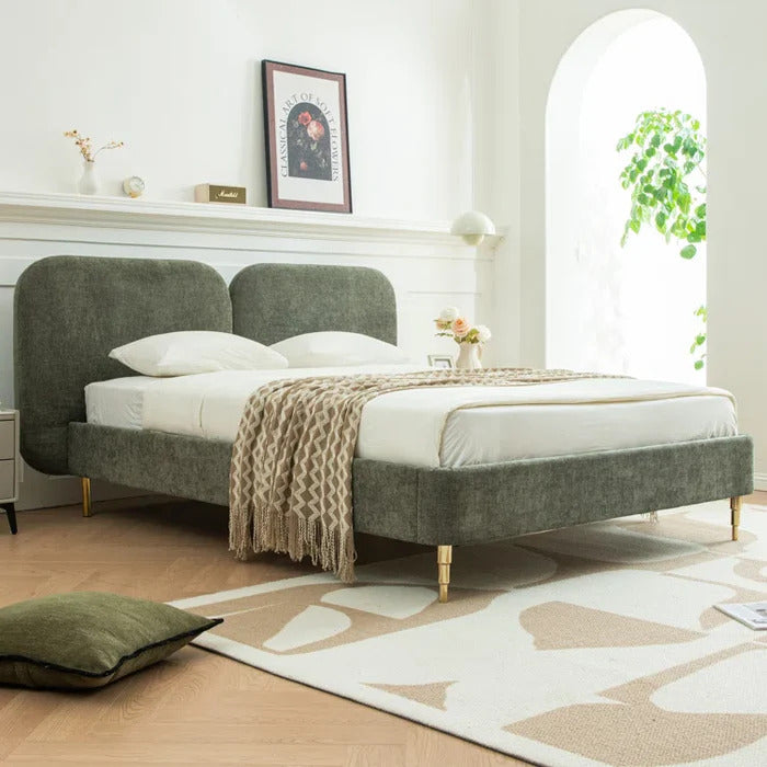 Cadenza Curve Sleek Upholstered Bed In Velvet