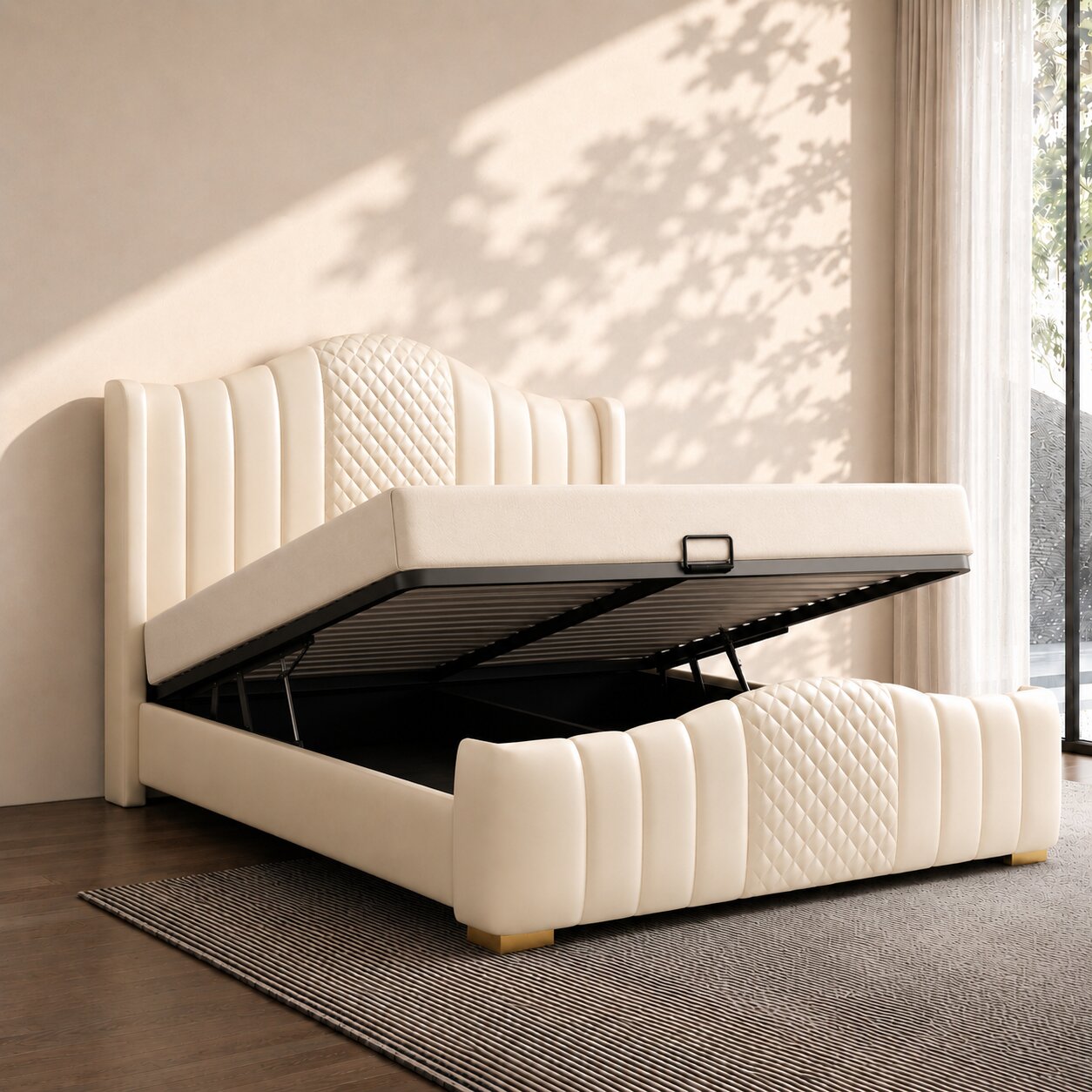 Marshmallow Frame Upholstered Bed In Leatherette
