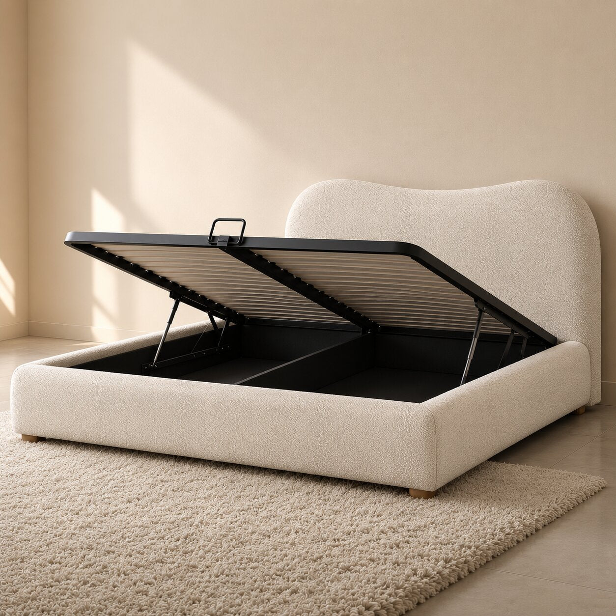 Tecco Upholstered Bed In Bouclé Towel Cloth