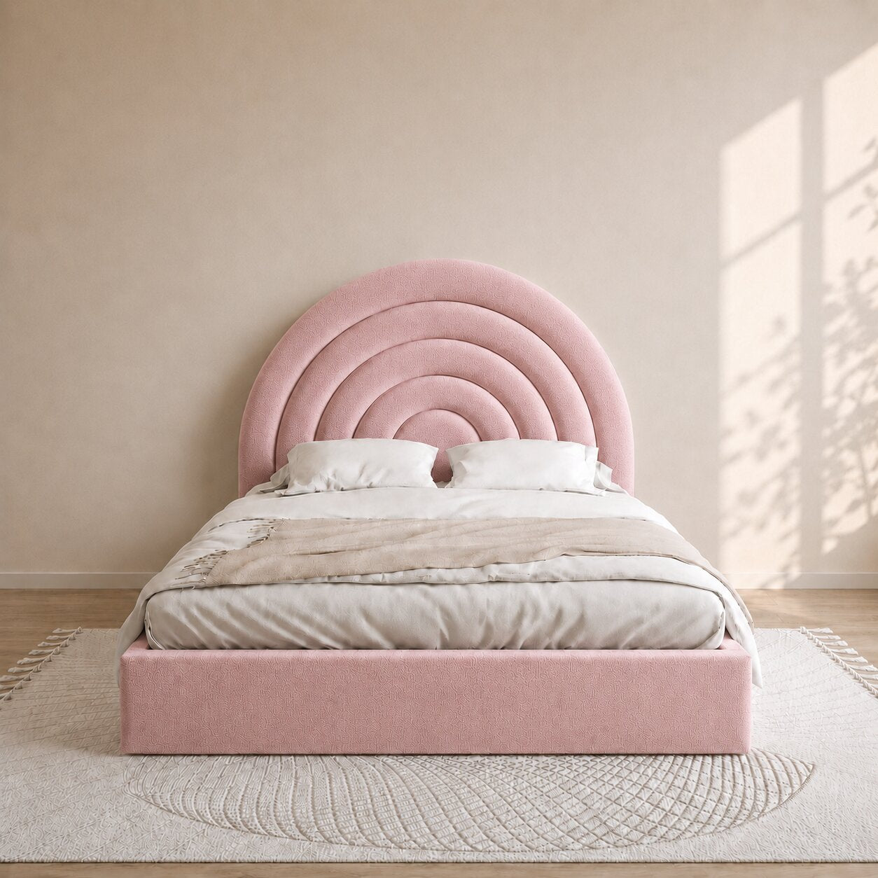 Moonbow Curve Kids Upholstered Bed With Hydraulic Storage