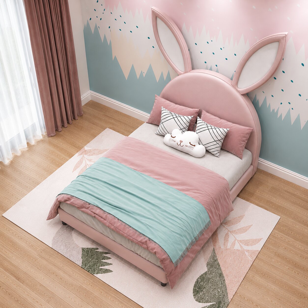Bugs Bunny Upholstered Luxury Bed In Leatherette With Hydraulic Storage