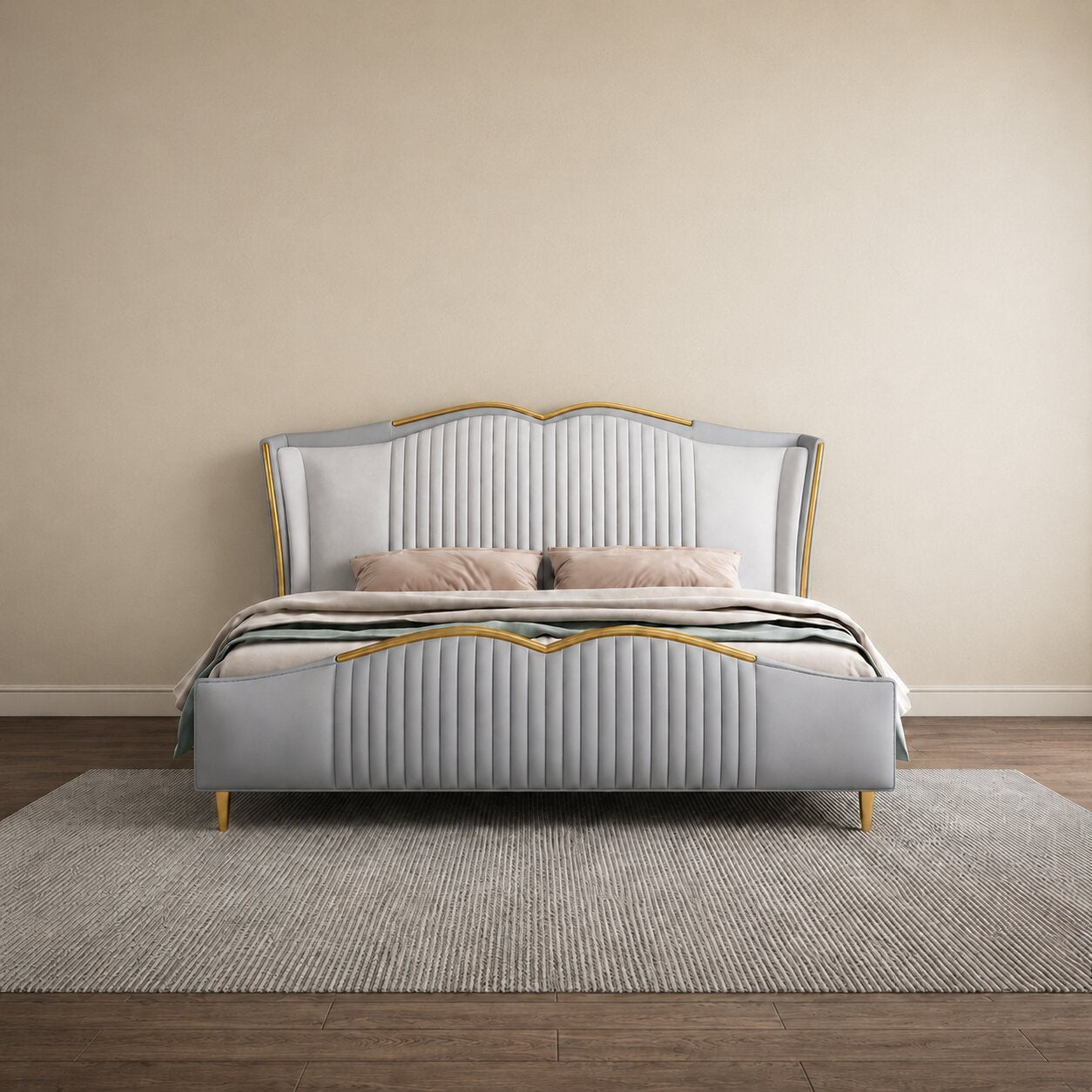 Kora Plush Shell Premium Upholstered Bed In Leatherette
